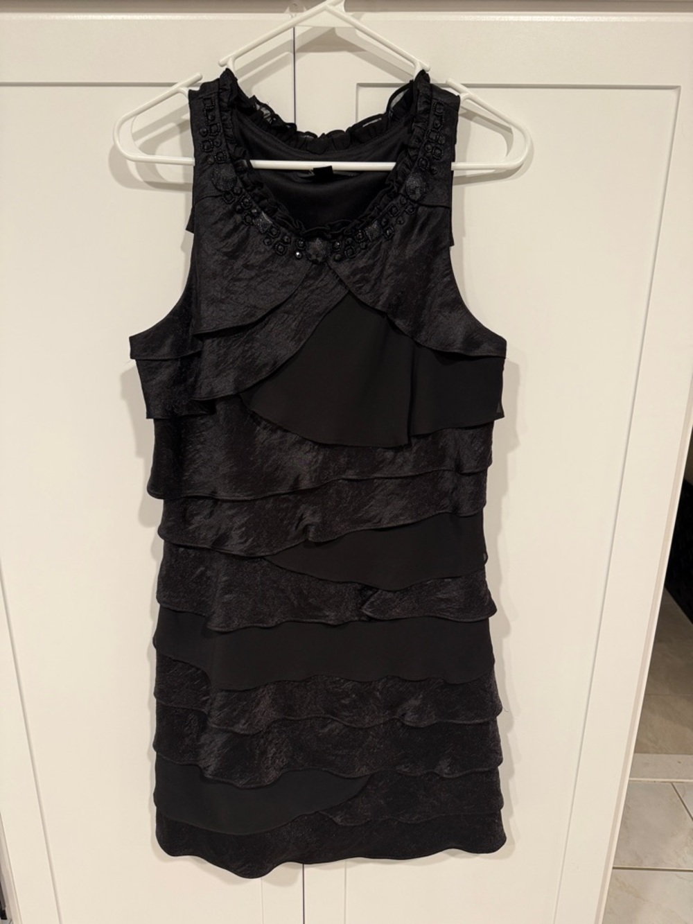 SL Fashions Black Layered Ruffle Mini Dress